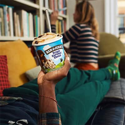Eating Ice cream in pajama's on couch