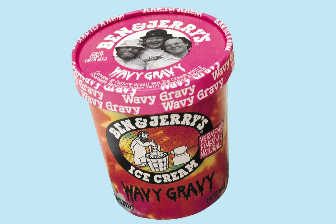 Embalagem de pote antigo de Wavy Gravy